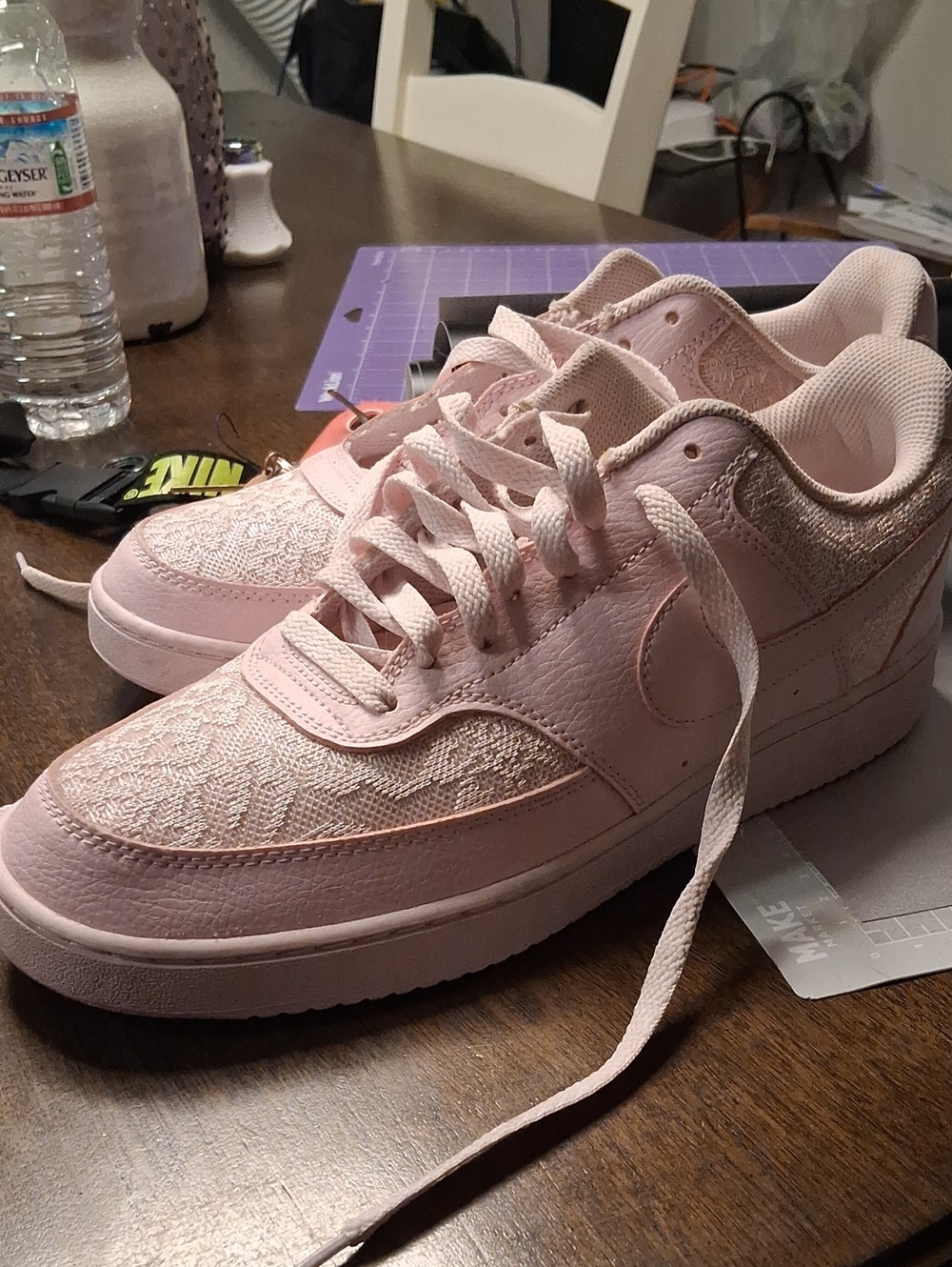 Nike Women’s Light Pink Low-Top Lace-Textured Sneakers